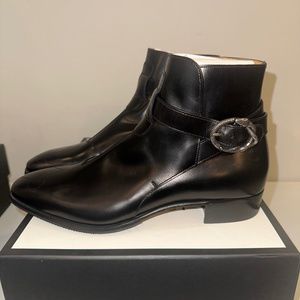 Gucci Leather Ankle Boot with Kingsnake Buckle